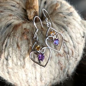 Genuine Silver, Amethyst and Citrine earrings